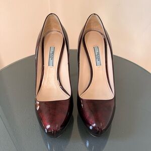 Prada Burgundy Patent Leather Pointed-Toe Heels - Please read description!!
